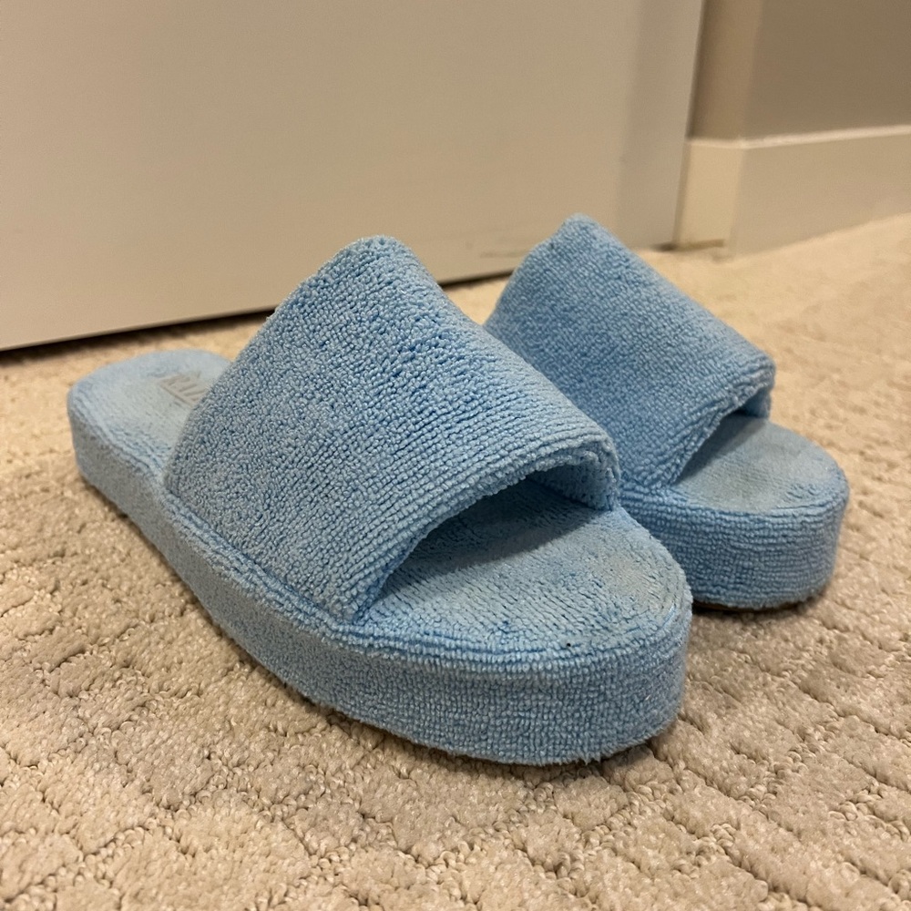 Platform Terry Cloth Blue Sandals W10